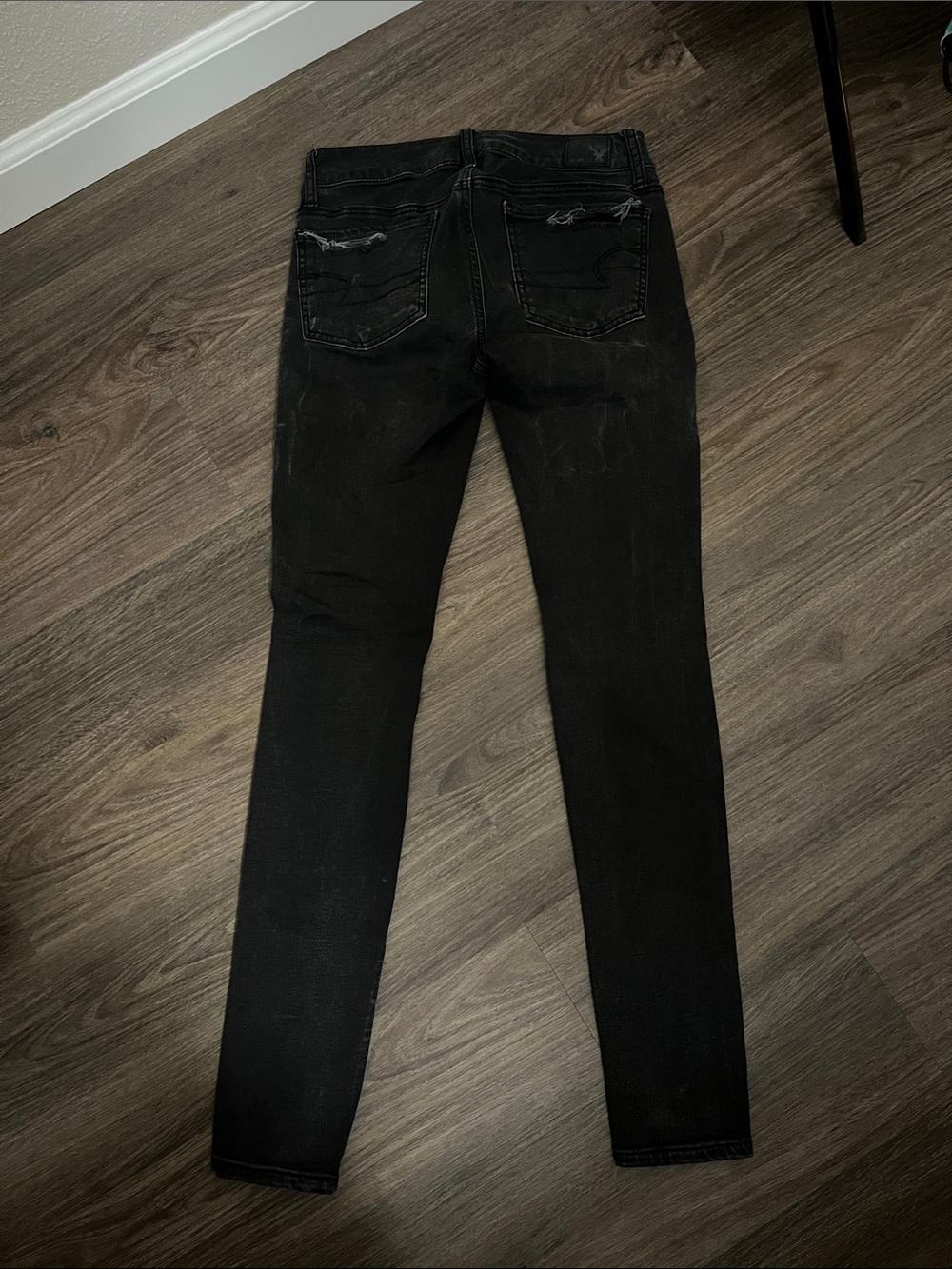 American Eagle Outfitters Black Skinny Jeans with Distressed Rips